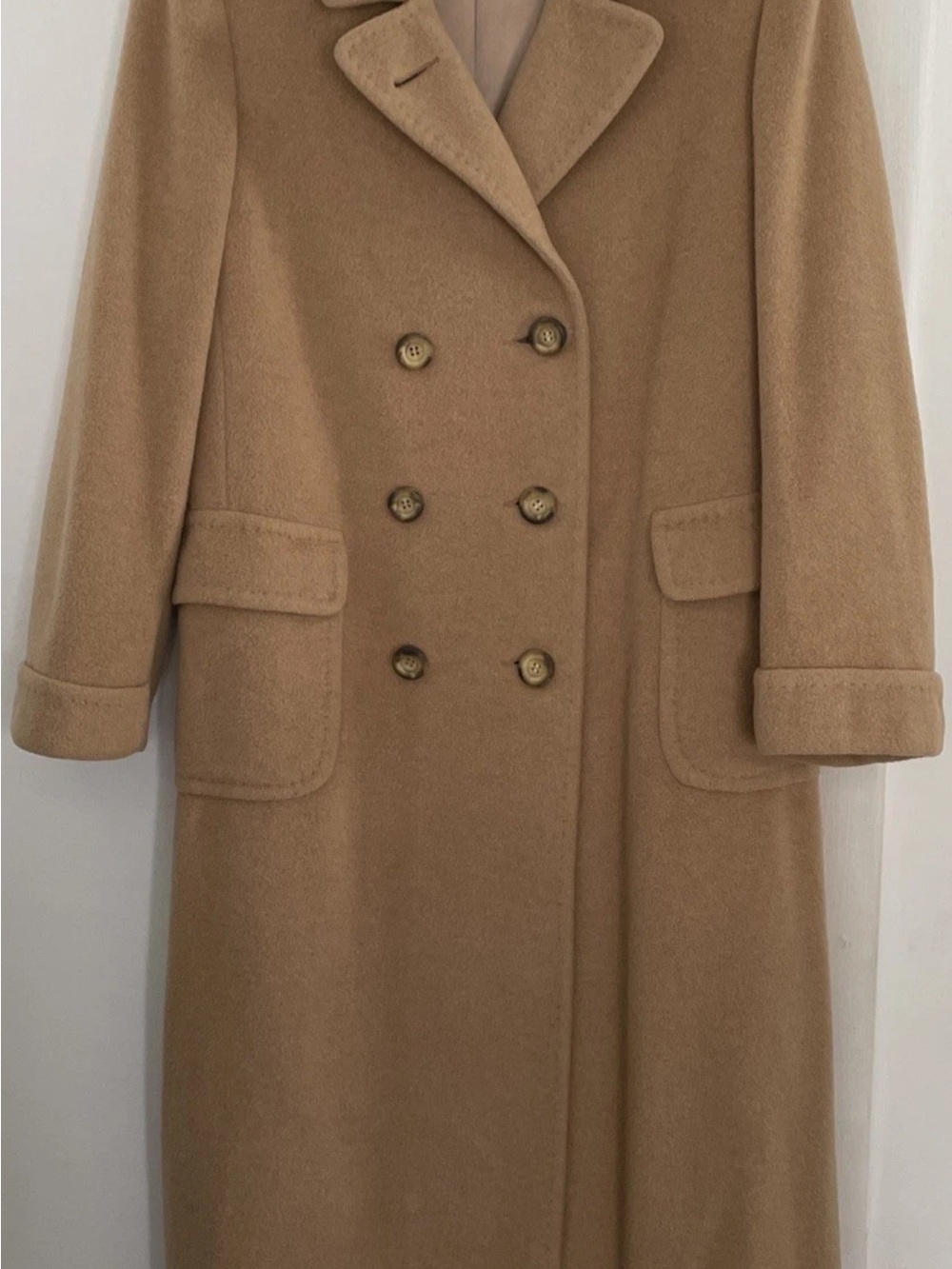 Merin Women’s vtg Camel Hair long double breasted Coat - Camel size 8 Euc